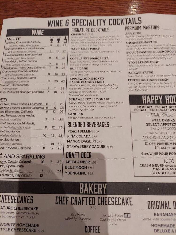 Copeland's Of New Orleans - Lake Charles, LA menu_pic