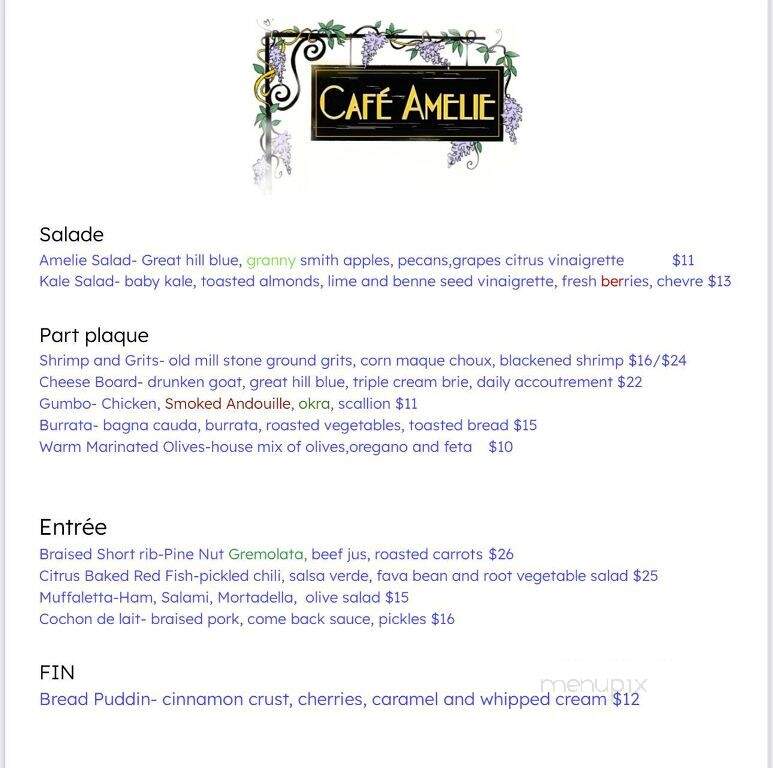 Cafe Amelie - New Orleans, LA menu_pic