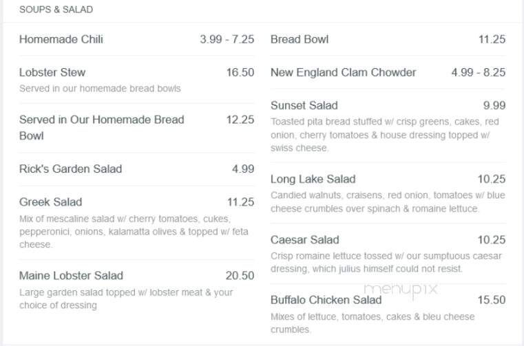 Ricks Cafe - Naples, ME menu_pic