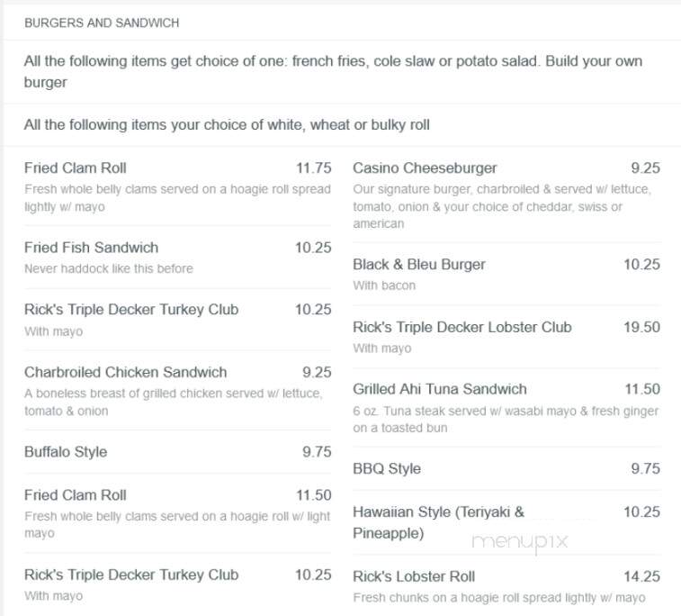 Ricks Cafe - Naples, ME menu_pic