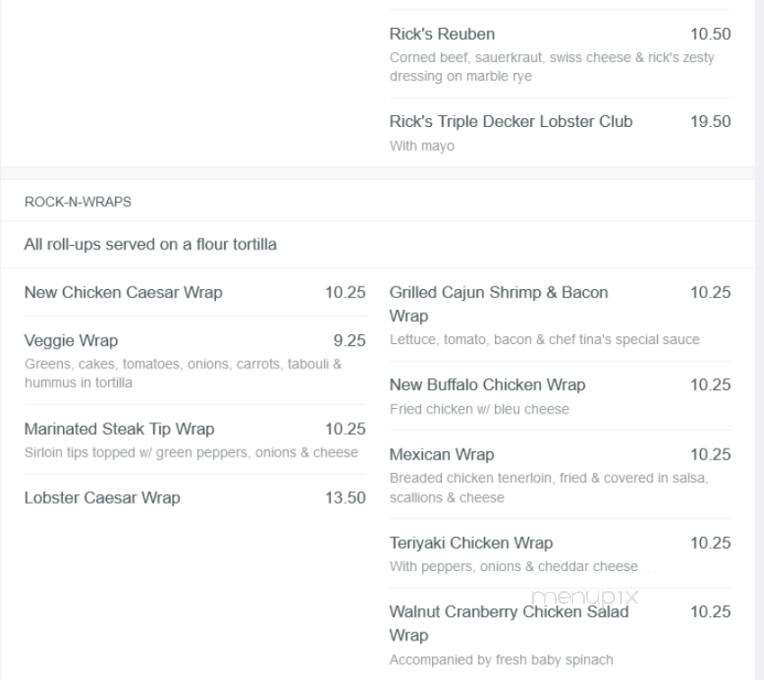Ricks Cafe - Naples, ME menu_pic