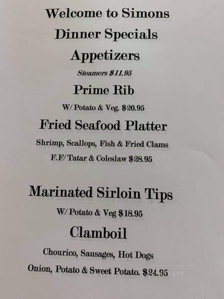 Simply Simons - Swansea, MA menu_pic
