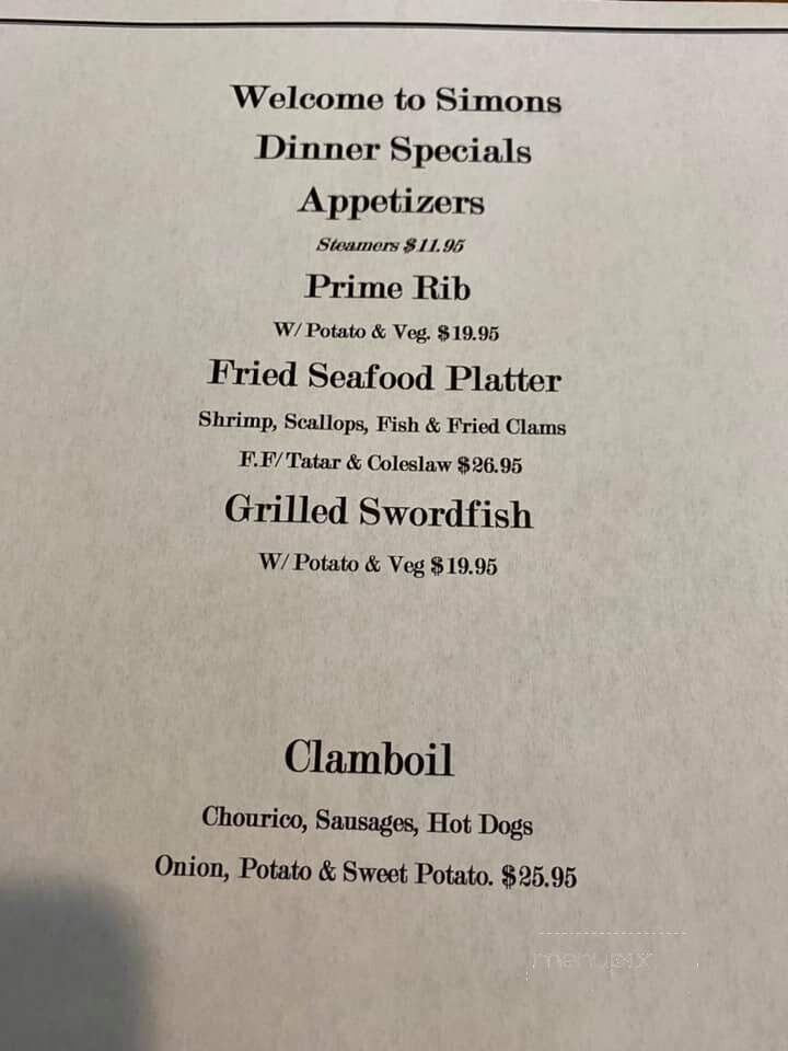 Simply Simons - Swansea, MA menu_pic