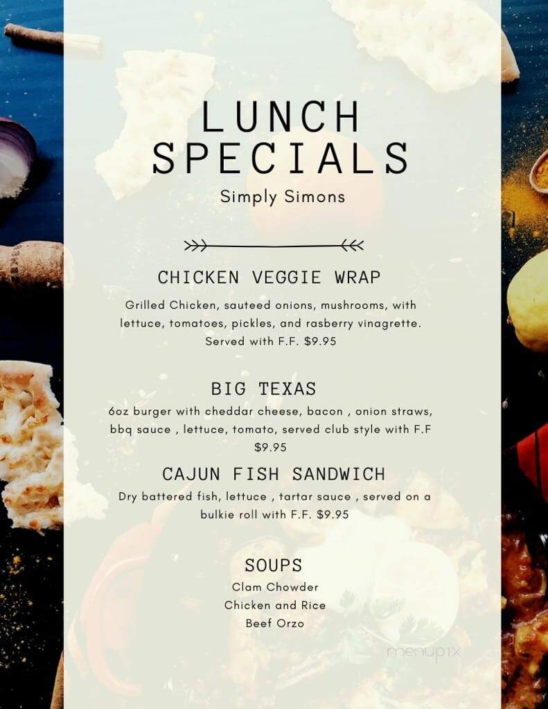 Simply Simons - Swansea, MA menu_pic