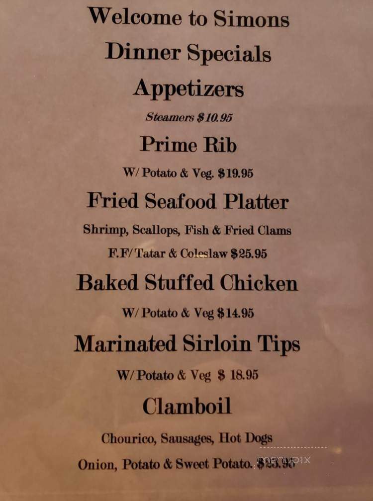 Simply Simons - Swansea, MA menu_pic