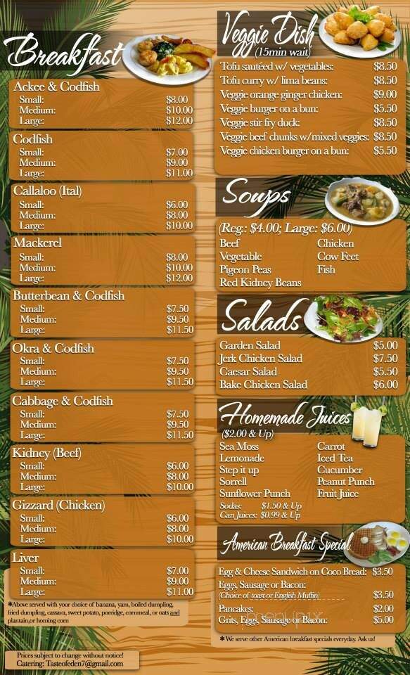 Taste Of Eden Ja-American - Dorchester Center, MA menu_pic
