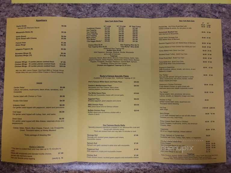 Rockys Pizzeria & Grill - Monroe, GA menu_pic