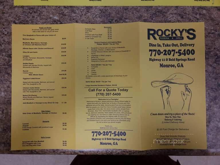 Rockys Pizzeria & Grill - Monroe, GA menu_pic