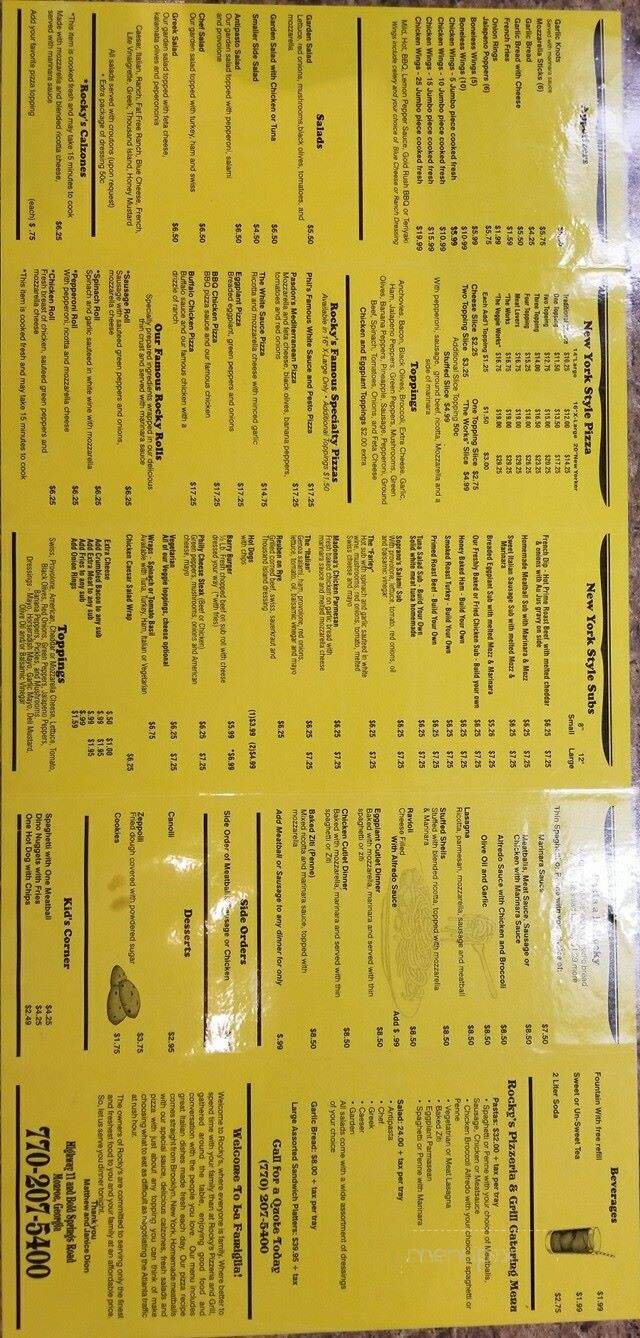 Rockys Pizzeria & Grill - Monroe, GA menu_pic