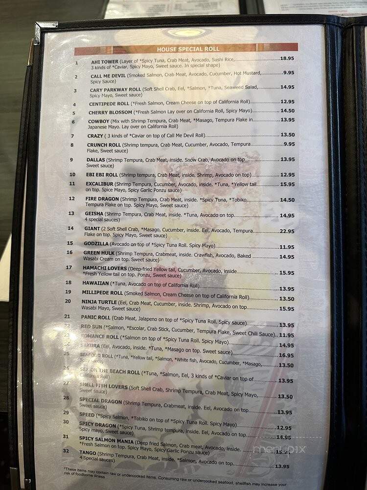 Yuri Japanese Restaurant - Cary, NC menu_pic