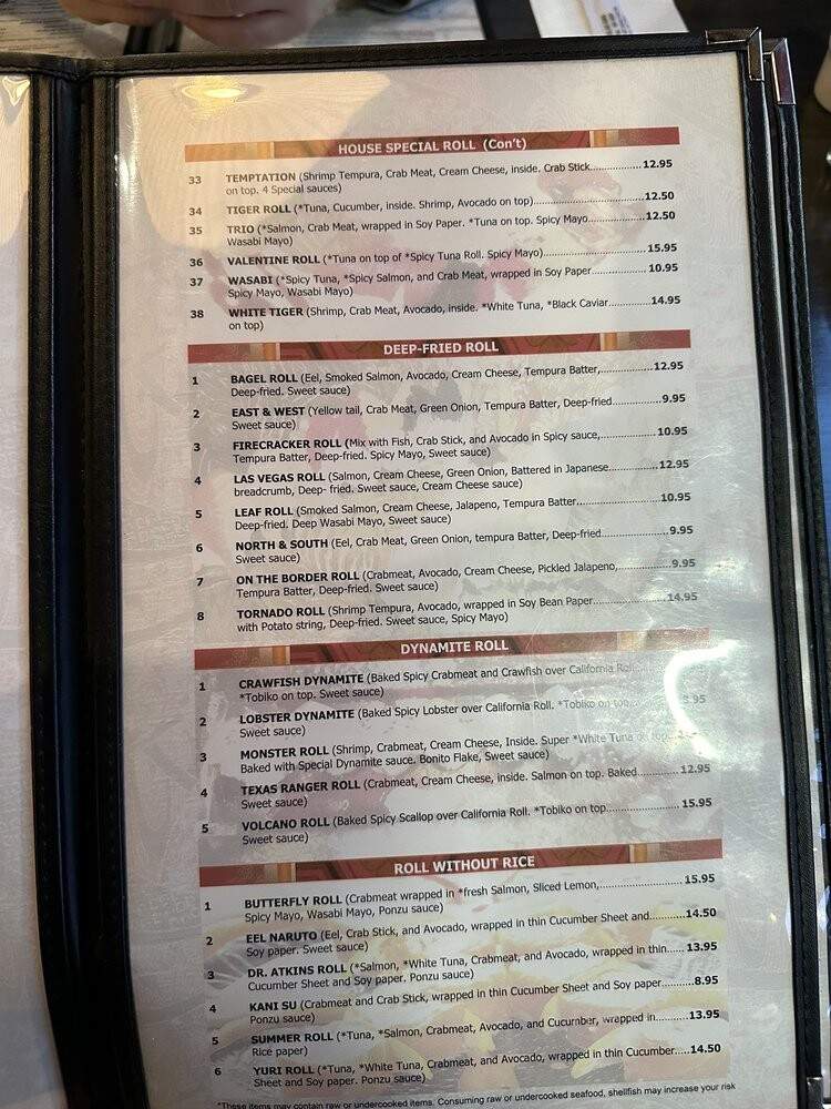 Yuri Japanese Restaurant - Cary, NC menu_pic