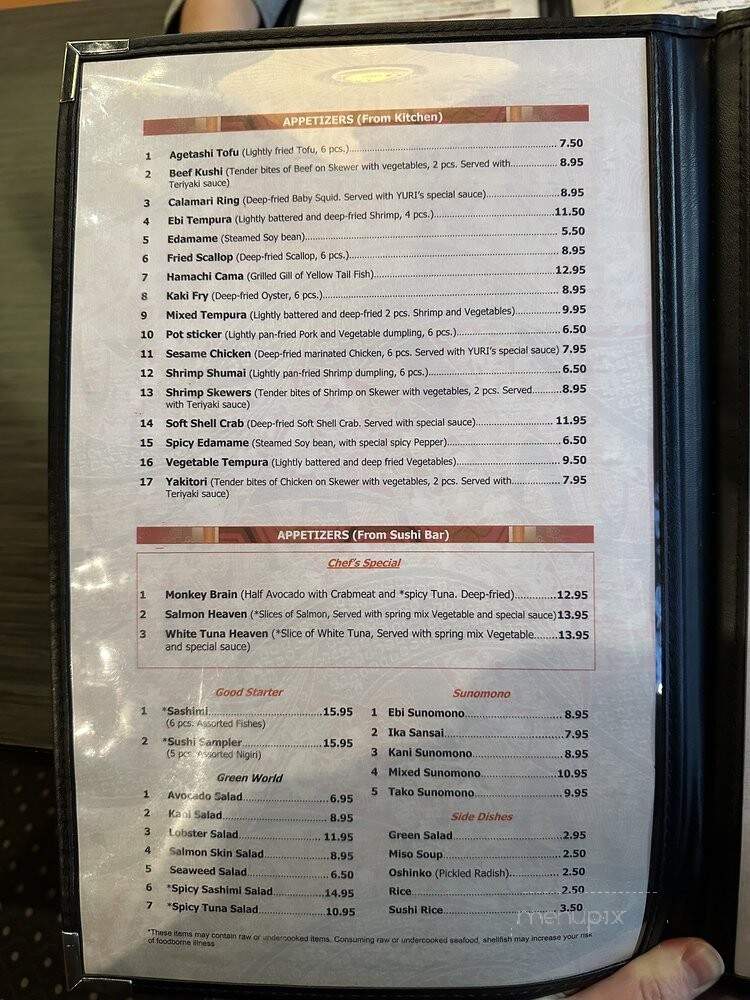 Yuri Japanese Restaurant - Cary, NC menu_pic