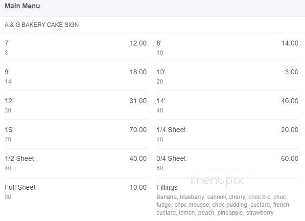 A & G Bakery Incorporated - North Babylon, NY menu_pic