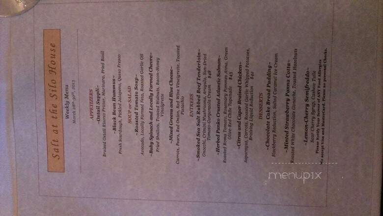 The Silo House Restaurant - San Angelo, TX menu_pic