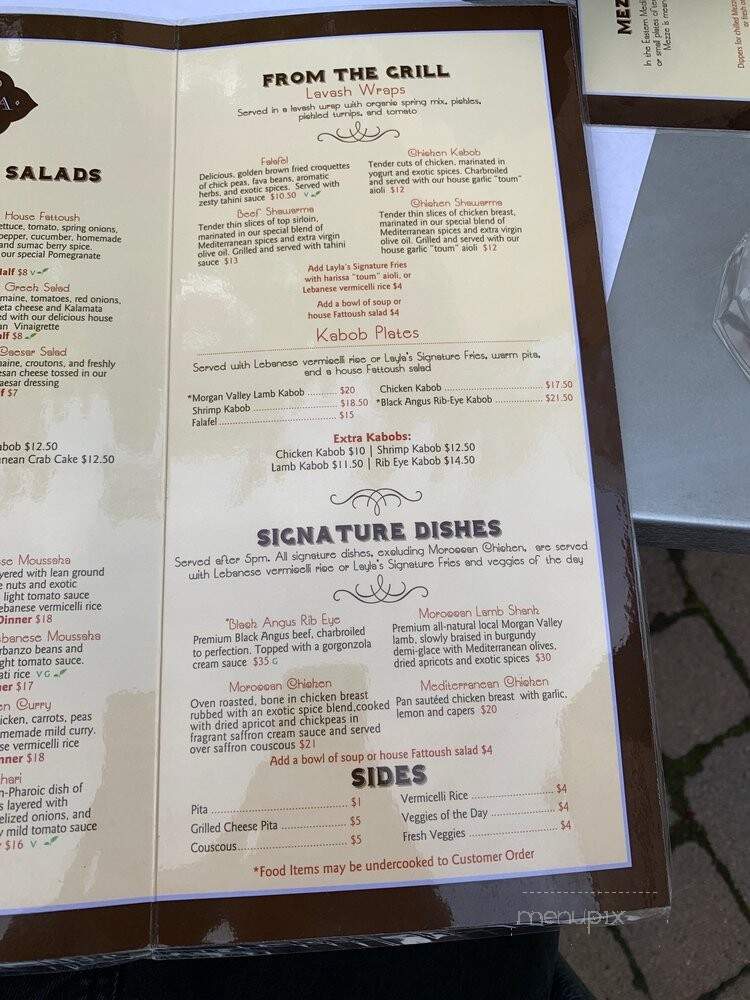 Layla Mediterranean Grill and Mezze - Holladay, UT menu_pic