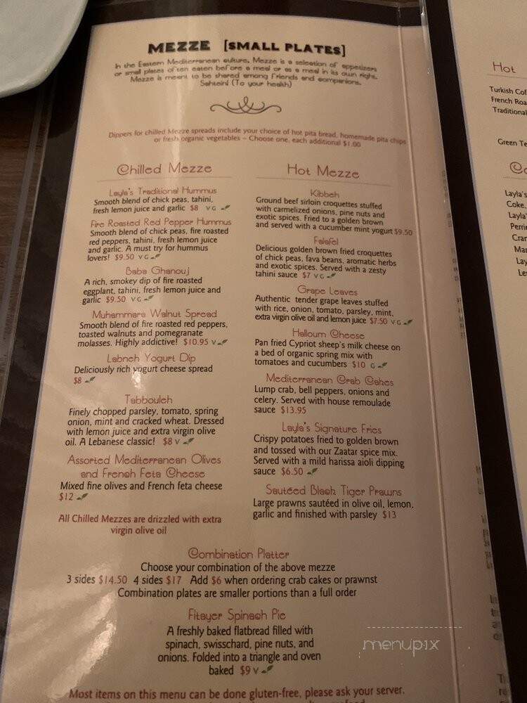 Layla Mediterranean Grill and Mezze - Holladay, UT menu_pic