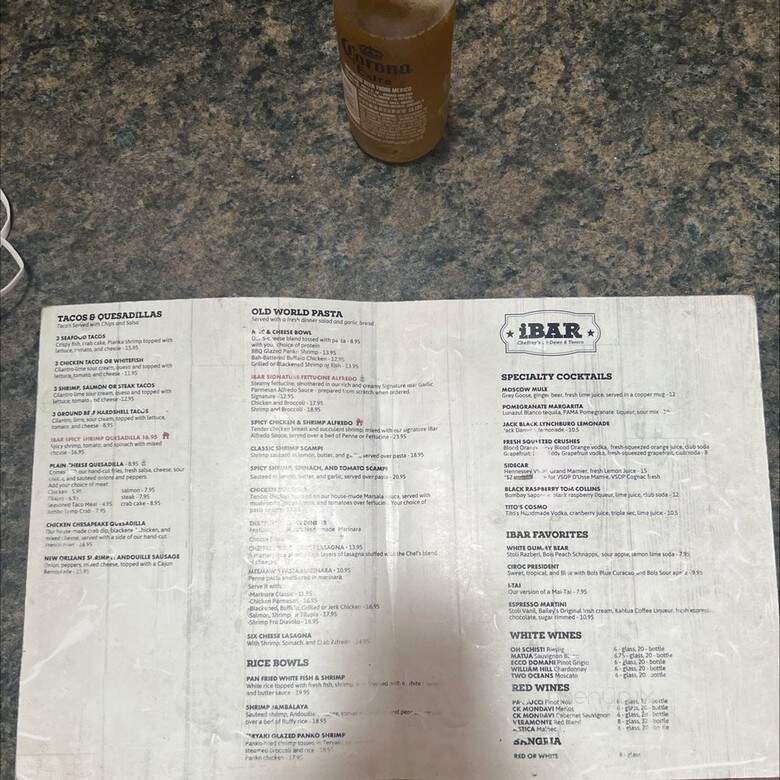 iBar Baltimore - Baltimore, MD menu_pic