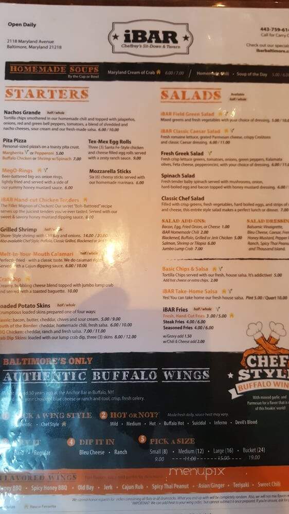 iBar Baltimore - Baltimore, MD menu_pic