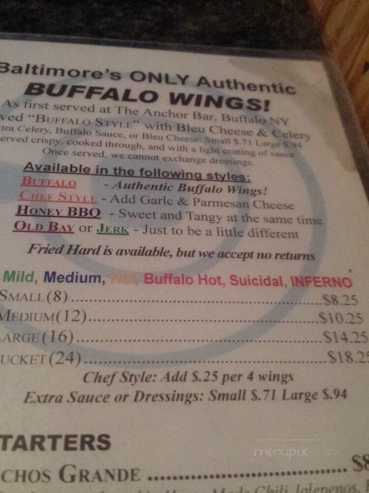 iBar Baltimore - Baltimore, MD menu_pic