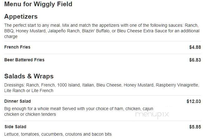 Wiggly Field - Schofield, WI menu_pic