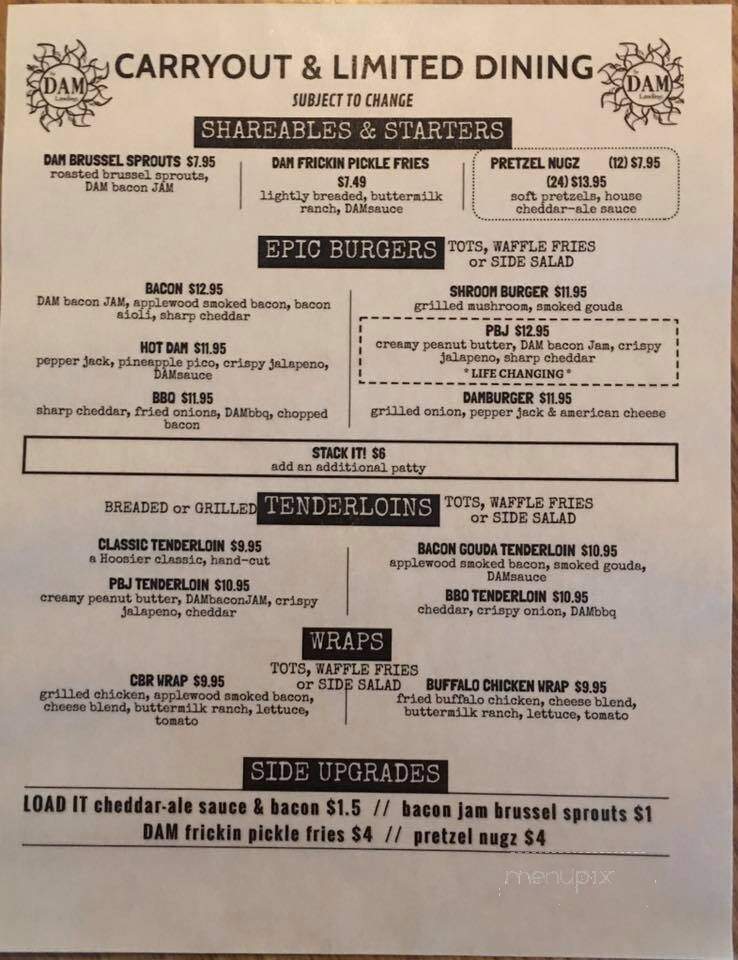 Dam Landing Restaurant Tavern - Rochester, IN menu_pic