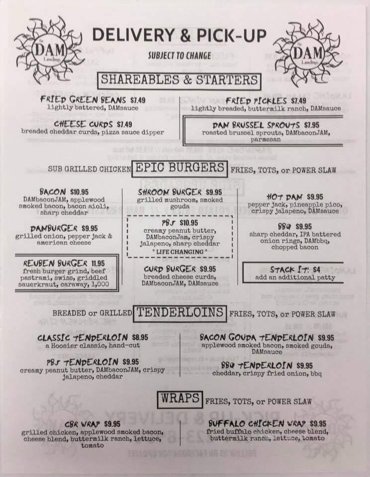 Dam Landing Restaurant Tavern - Rochester, IN menu_pic
