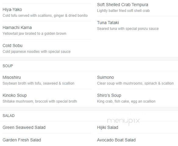 Shiro Sushi & Hibachi - Great Barrington, MA menu_pic