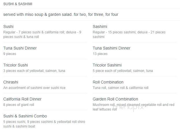 Shiro Sushi & Hibachi - Great Barrington, MA menu_pic