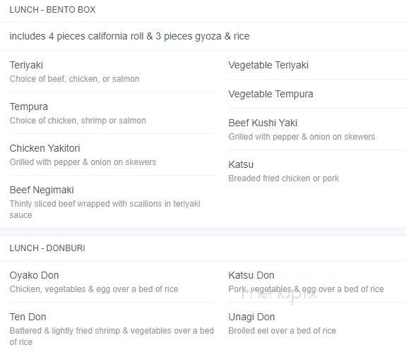 Shiro Sushi & Hibachi - Great Barrington, MA menu_pic
