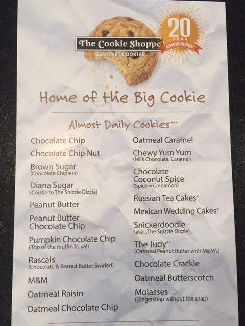 Cookie Shoppe - Chico, CA menu_pic