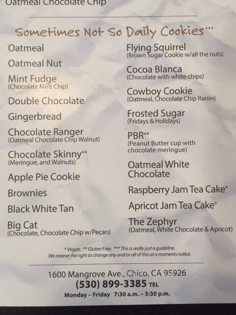 Cookie Shoppe - Chico, CA menu_pic