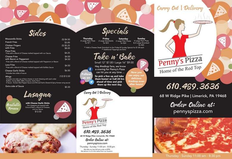 Pennys Pizza - Limerick, PA menu_pic