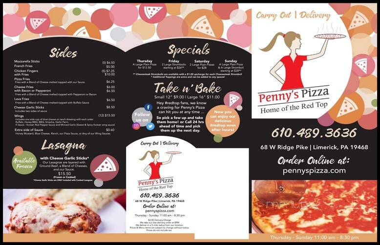 Pennys Pizza - Limerick, PA menu_pic