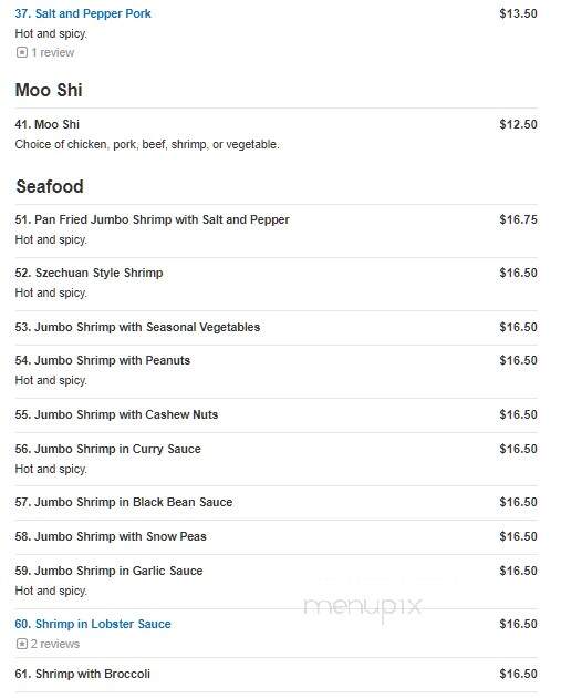 Mandarin Cafe - Natick, MA menu_pic