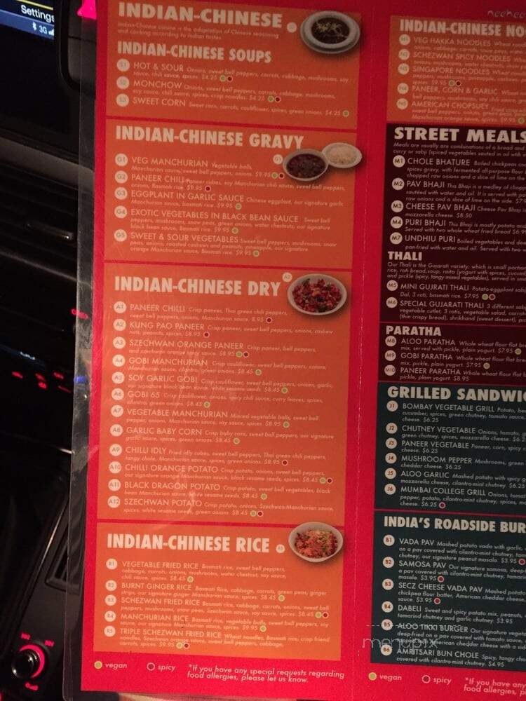 Neehee's Indian Vegetarian Street Food - Canton, MI menu_pic