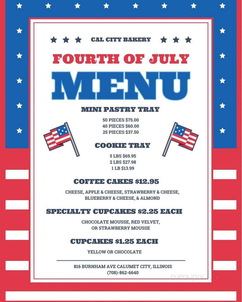 Cal City Bakery - Calumet City, IL menu_pic