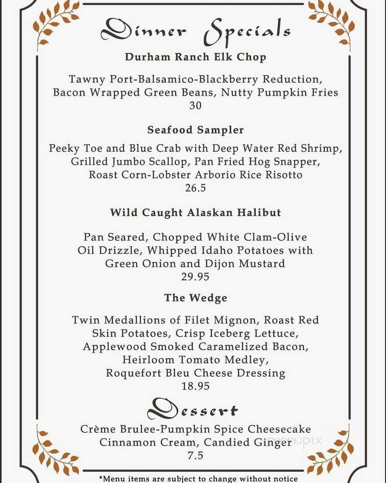 EE Stakeout Grill - Belleair Bluffs, FL menu_pic