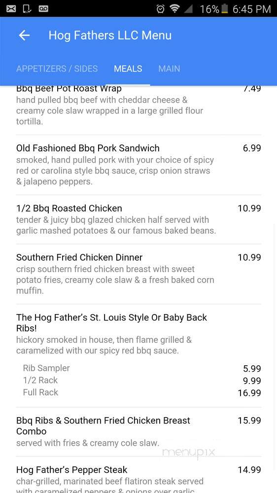 Hogfather's Old Fashioned BBQ - Washington, PA menu_pic