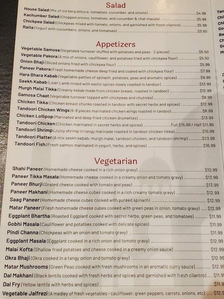 The Taj of India - Augusta, GA menu_pic
