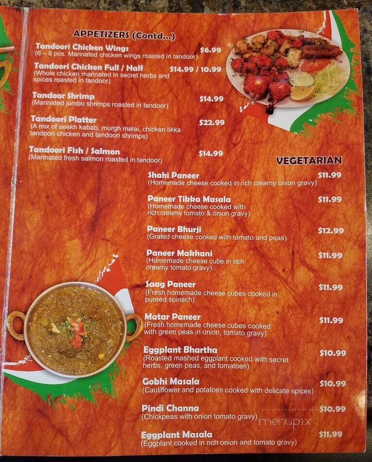 The Taj of India - Augusta, GA menu_pic