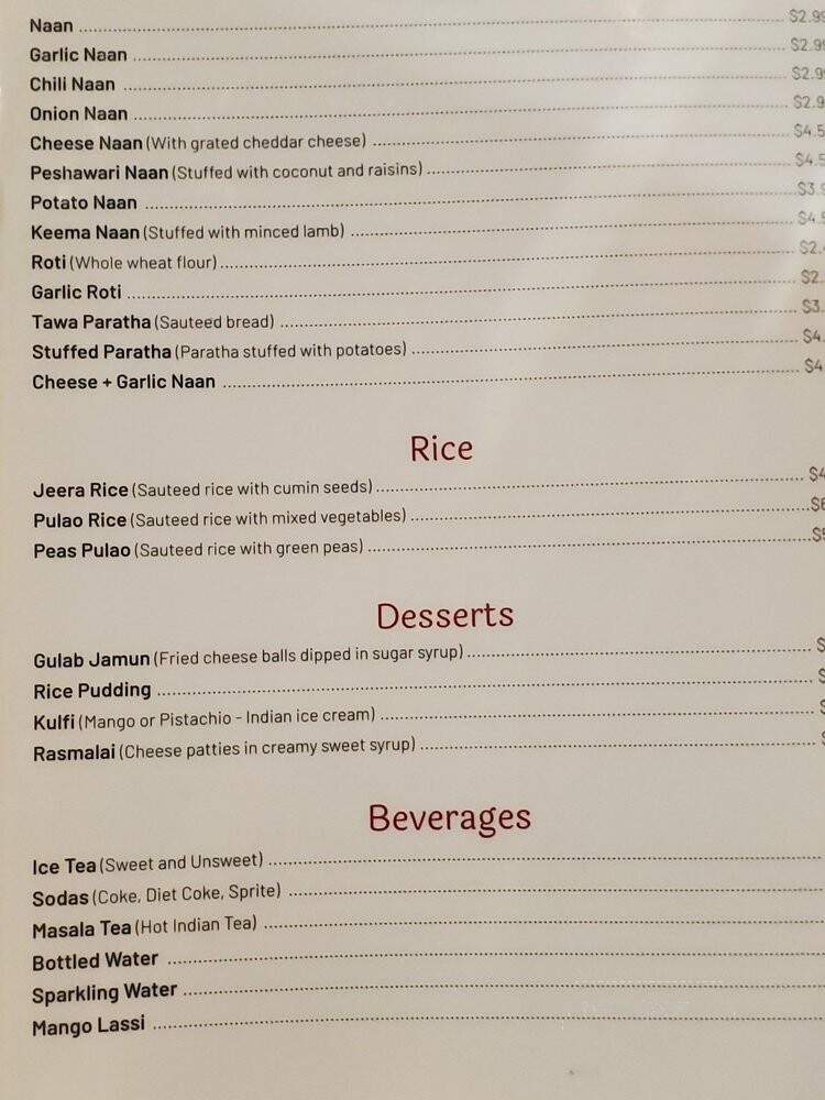 The Taj of India - Augusta, GA menu_pic