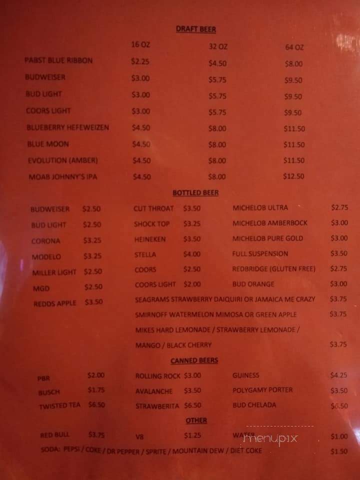 One & Only - St George, UT menu_pic