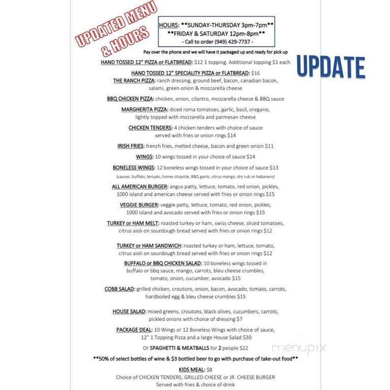 The Ranch Sports Grill - Ladera Ranch, CA menu_pic