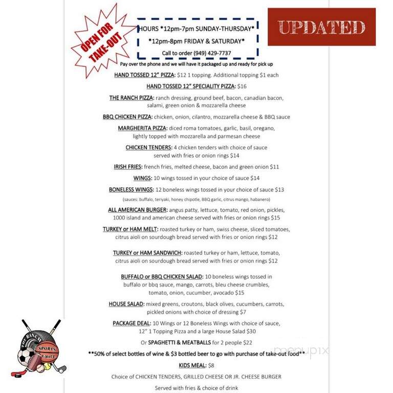The Ranch Sports Grill - Ladera Ranch, CA menu_pic