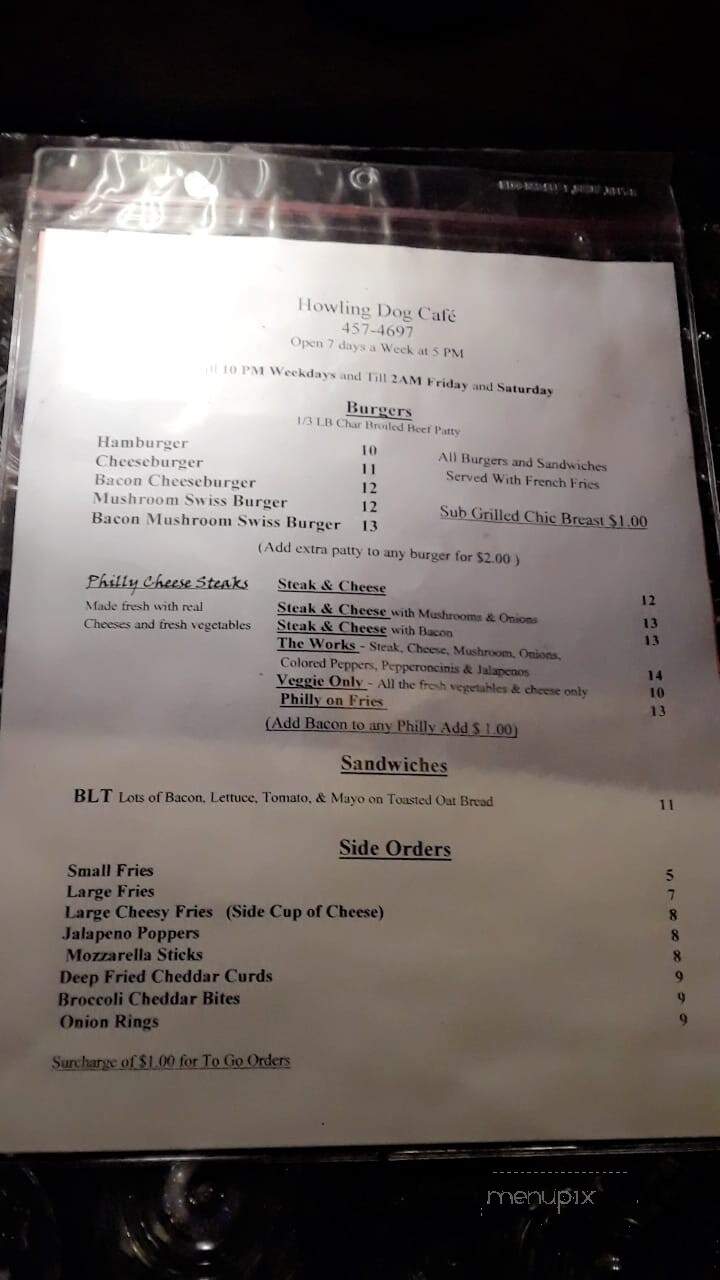 Howling Dog Saloon - Fairbanks, AK menu_pic