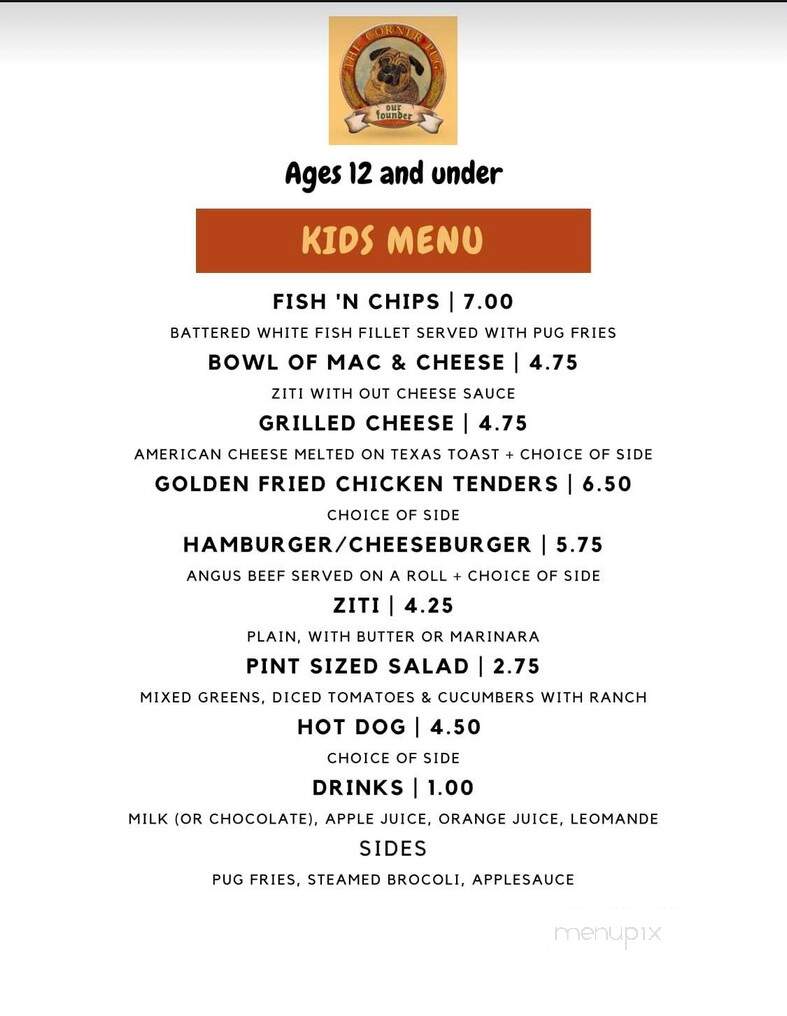 Corner Pub - West Hartford, CT menu_pic