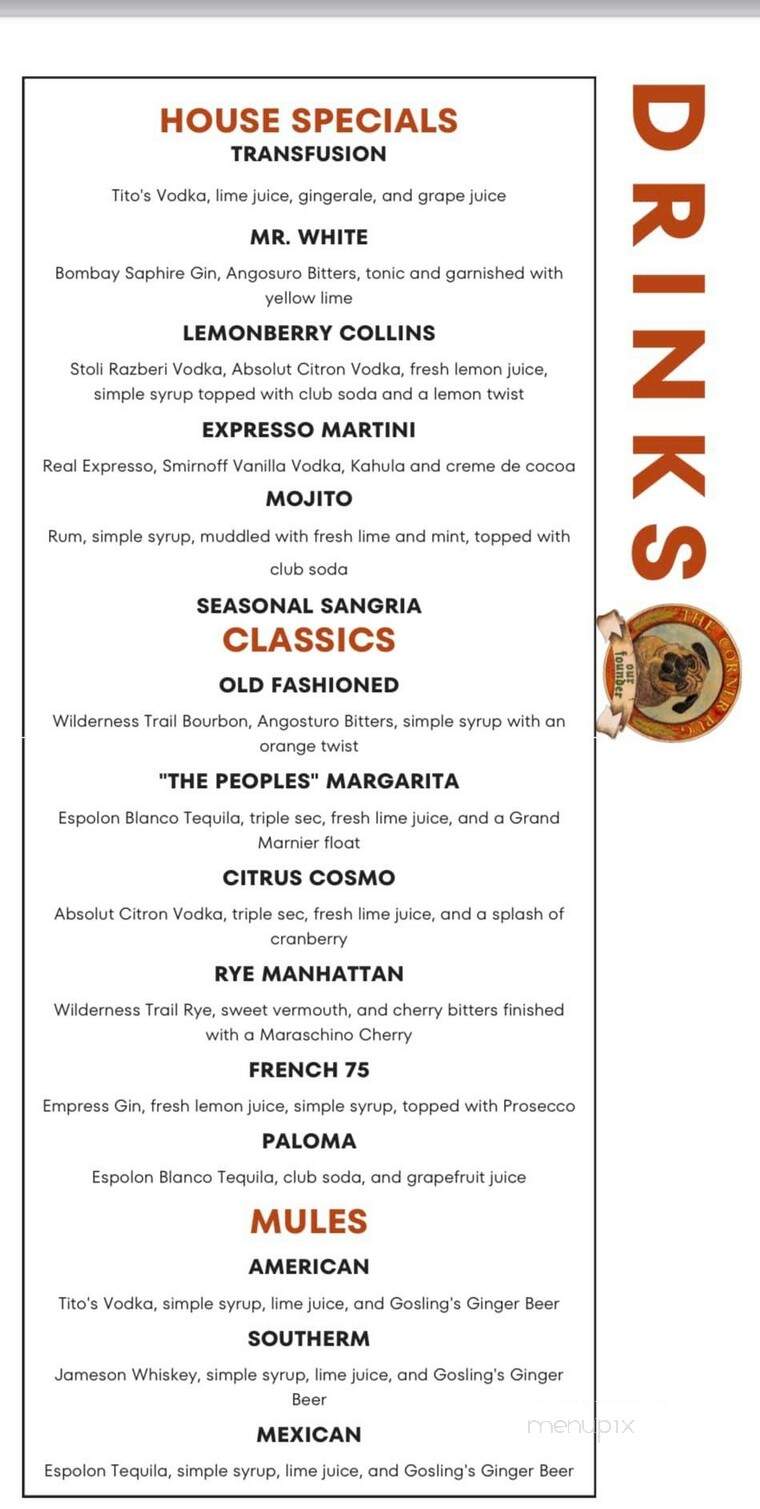 Corner Pub - West Hartford, CT menu_pic