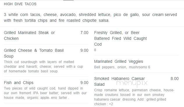 High Dive - Seattle, WA menu_pic