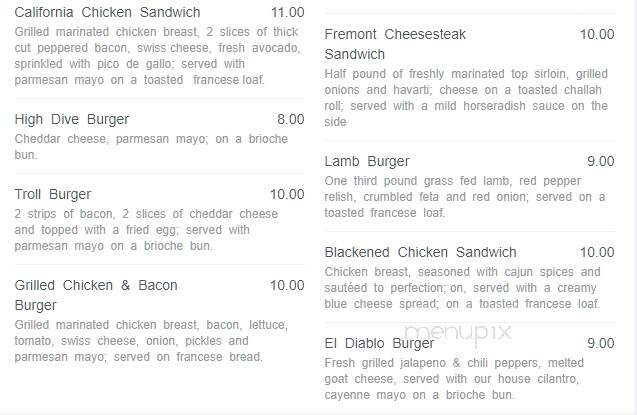 High Dive - Seattle, WA menu_pic