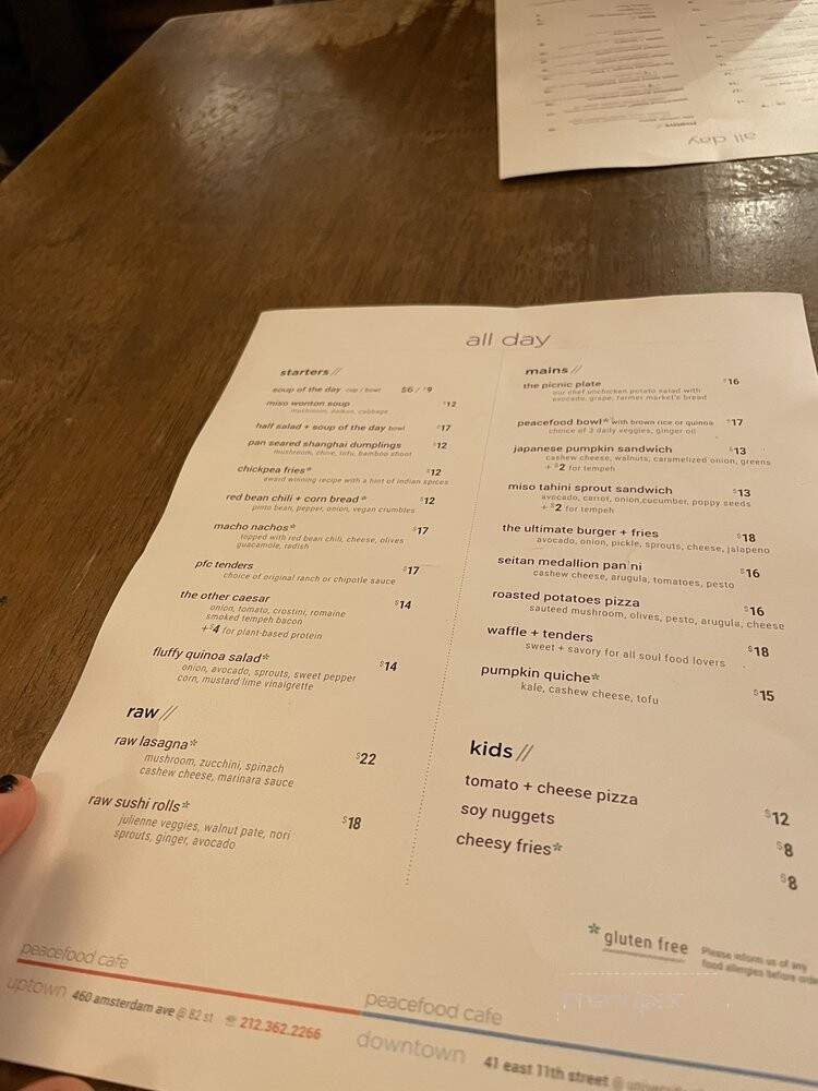Peacefood Cafe - New York, NY menu_pic